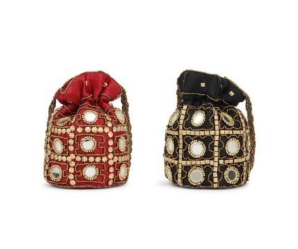 Designer Embroidered Potli Bag Combo- Maroon& Black