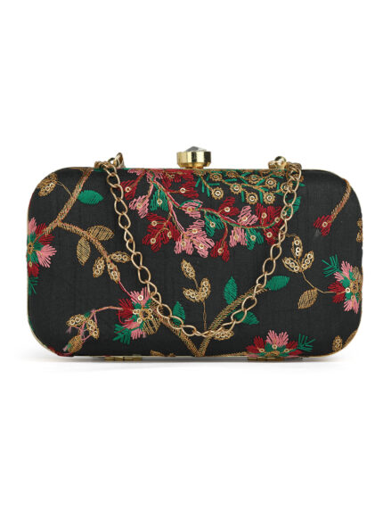 Black & Red Embroidered Box Clutches For Girls and womens