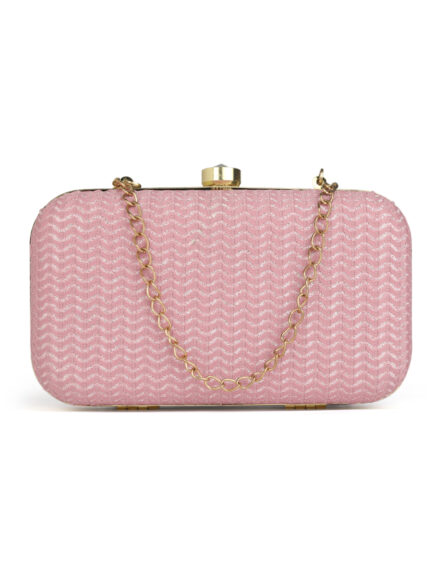 Pink & GoldEmbroidered Box Clutches For Girls and womens