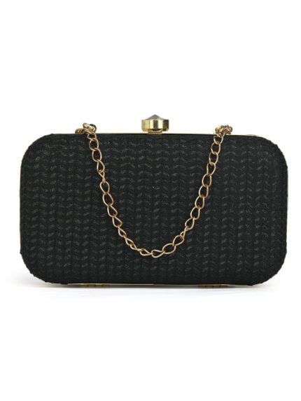 Black & Gold Embroidered Box Clutches For Girls and womens