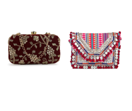 Combo Of Boho Bag And Maroon Embroidered Box Clutch For Girls and womens