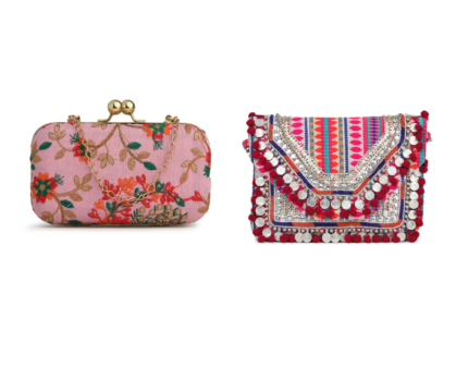 Combo Of Boho Bag And  Pink & Gold Embroidered Box Clutches For Girls and womens(01)