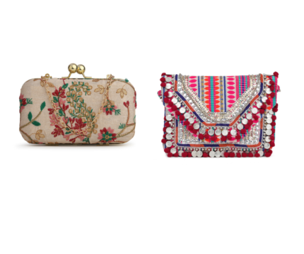 Combo Of Boho Bag And  Off White & Gold Embroidered Box Clutches For Girls and womens(Multicolor)