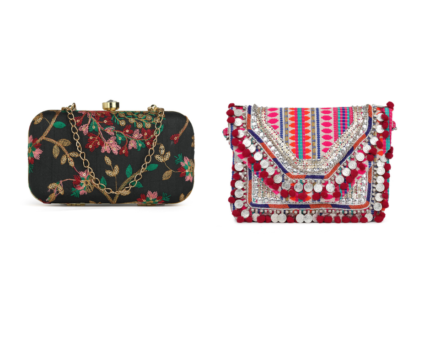 Combo Of Boho Bag And Black & Red Embroidered Box Clutches For Girls and womens