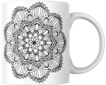 Mandala Printed Ceramic Mug | Coffee Mug | Tea Mug | Milk Mug | Designer Mug | 330 ml, Microwave & Dishwasher Safe | Mug for Kids | Mug for Friend, Birthday Gift